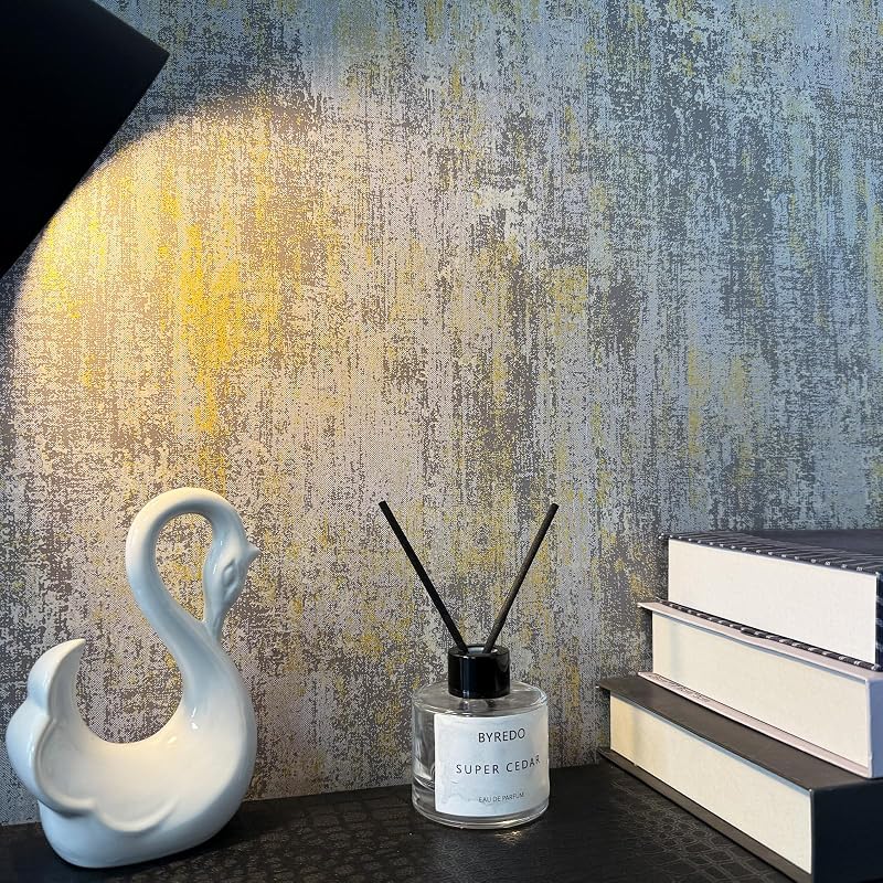 Papel tapiz metálico autoadhesivo gris claro 17.3x480pulg