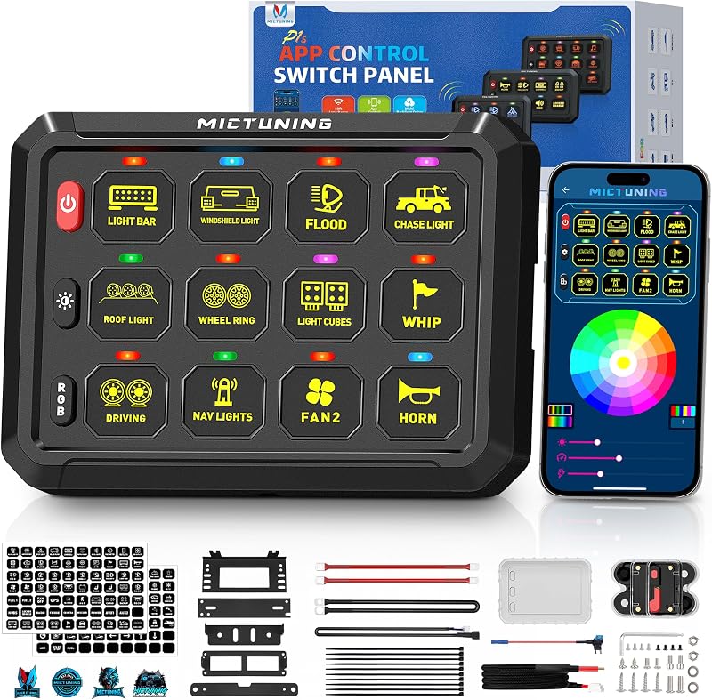 Panel interruptores RGB 12 bandas control app 12V
