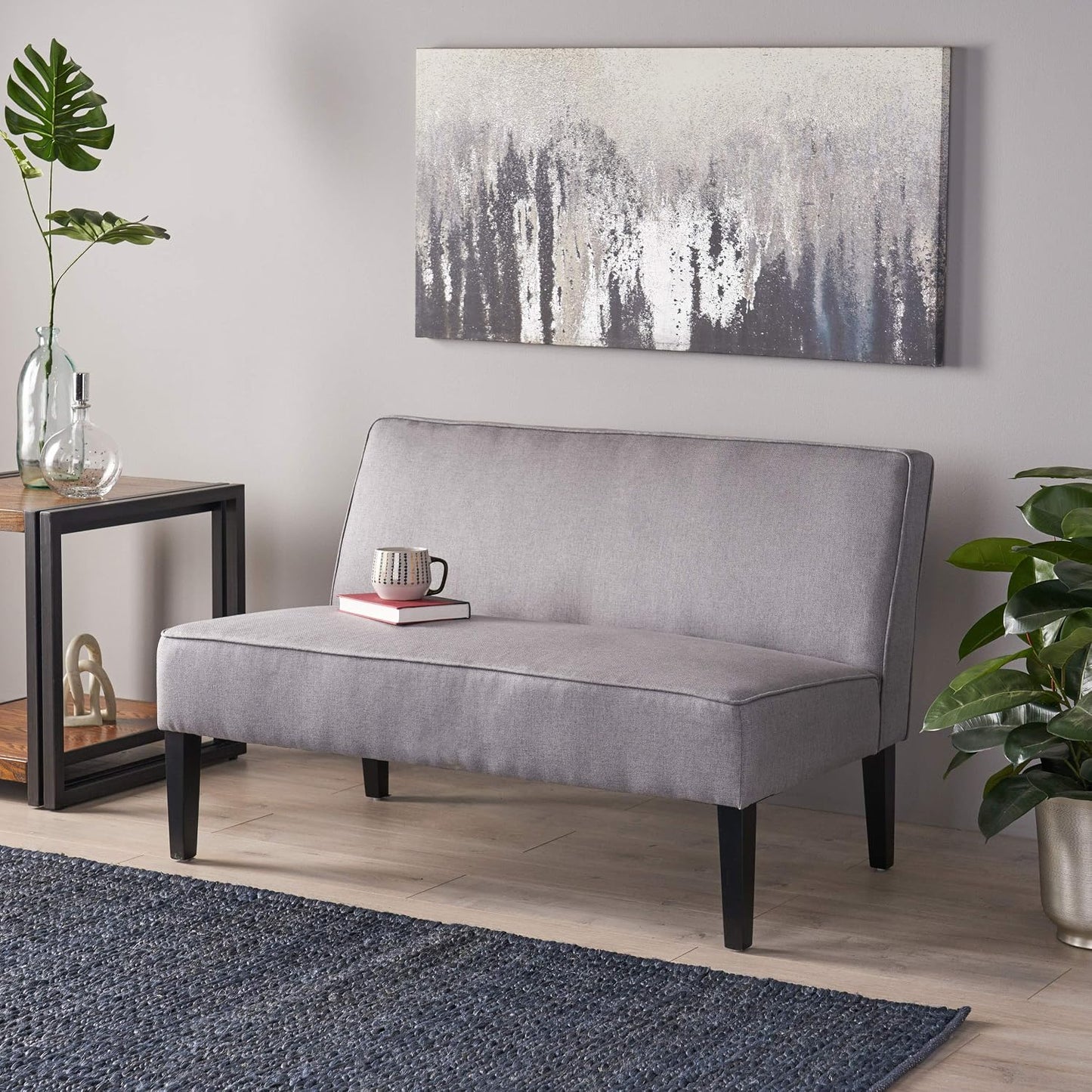 Loveseat Tela Moderna Christopher Knight Home Gris / Negro