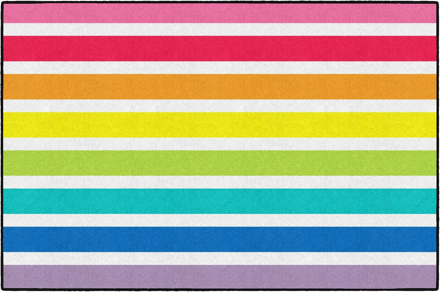 Alfombra área a rayas arco iris 5x7ft para niños