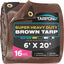Lona marrón resistente 6x20ft 0.630" impermeable