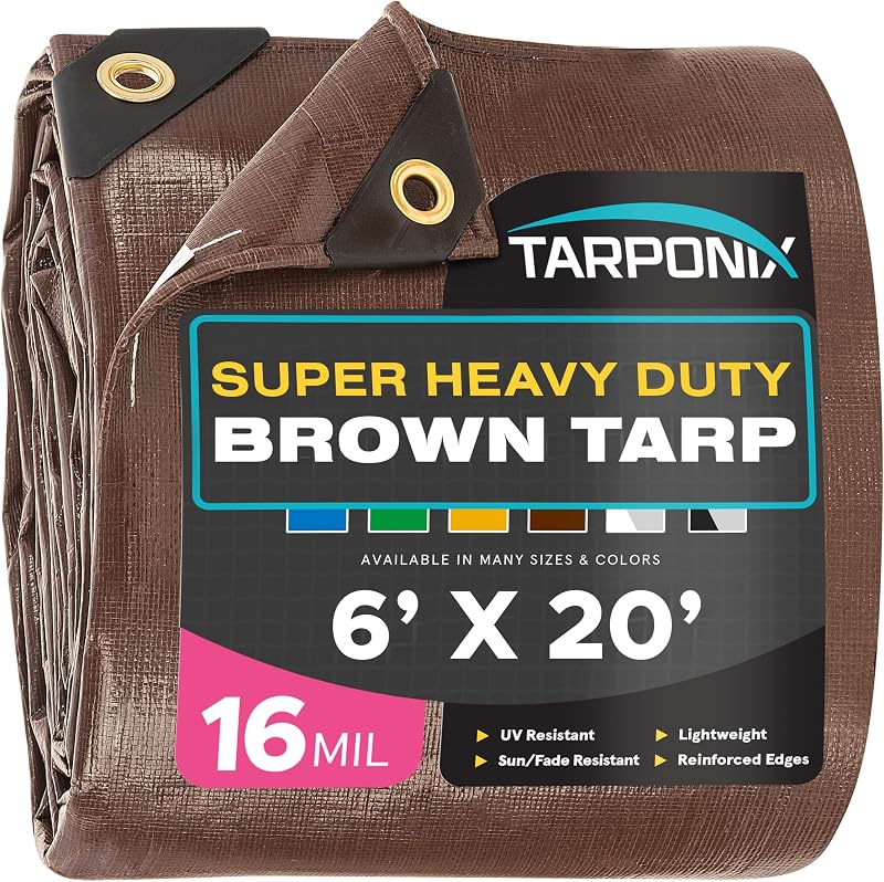 Lona marrón resistente 6x20ft 0.630" impermeable