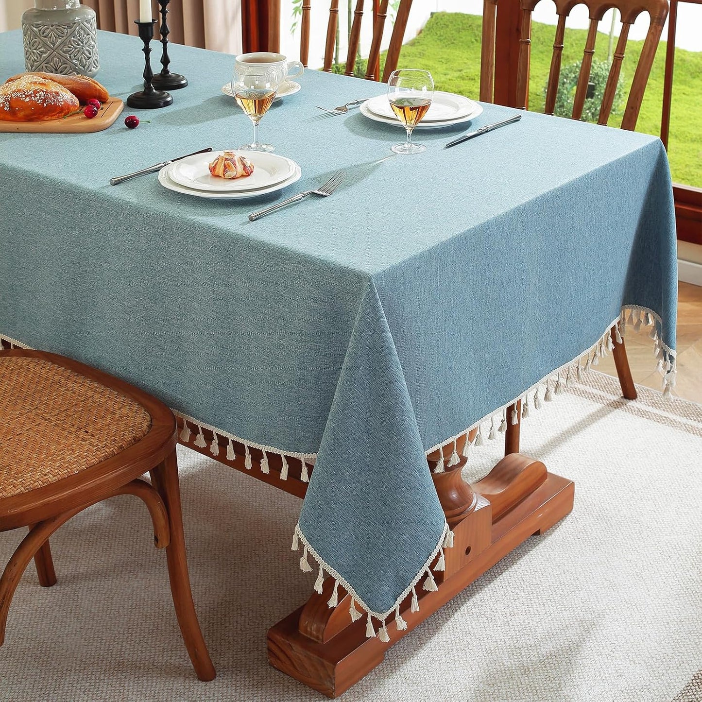 Mantel rectangular impermeable poliéster limpieza fácil 55
