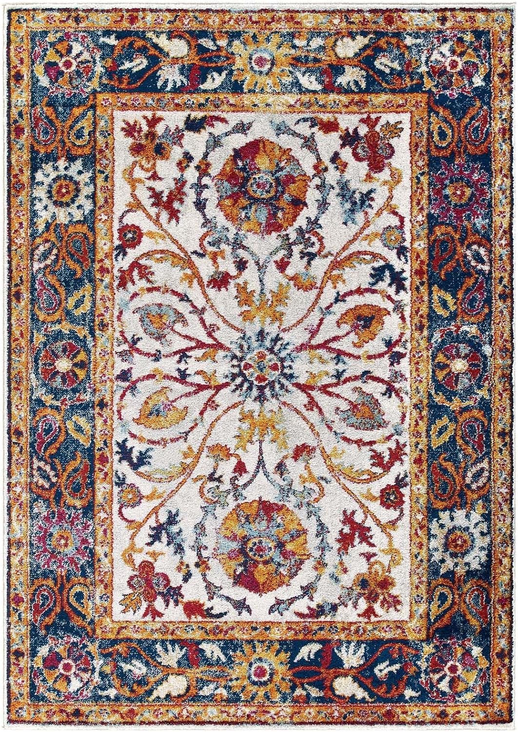 Alfombra medallón persa envejecida 8x10ft multicolor