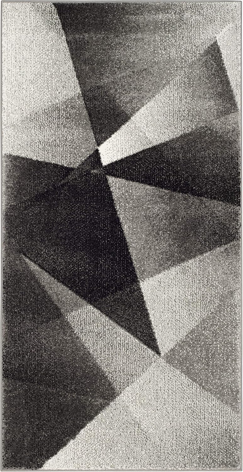 Alfombra decorativa 2'3x4' gris claro y carbón abstracta