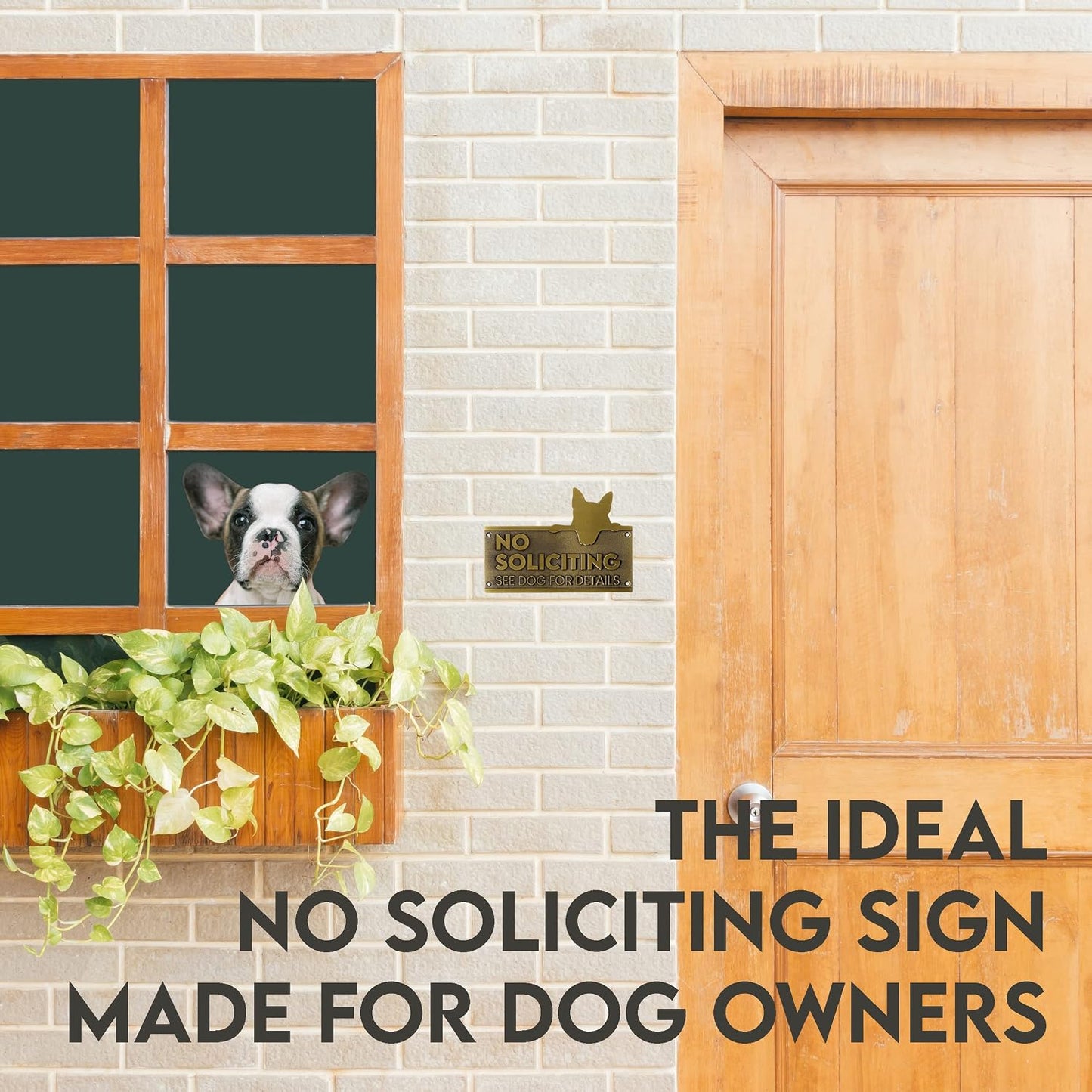 Letrero No Soliciting para dueños de perros metal 6.5x