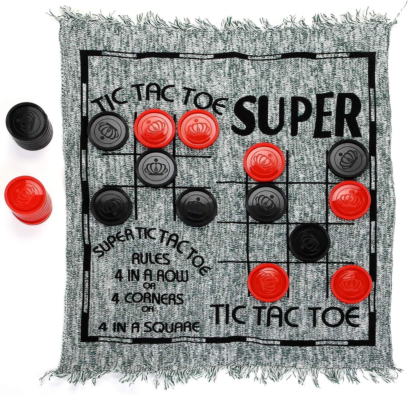 Set 3en1 fichas gigantes alfombra damas y tic tac toe