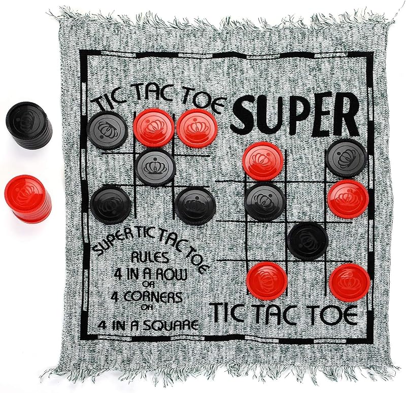 Set 3en1 fichas gigantes alfombra damas y tic tac toe