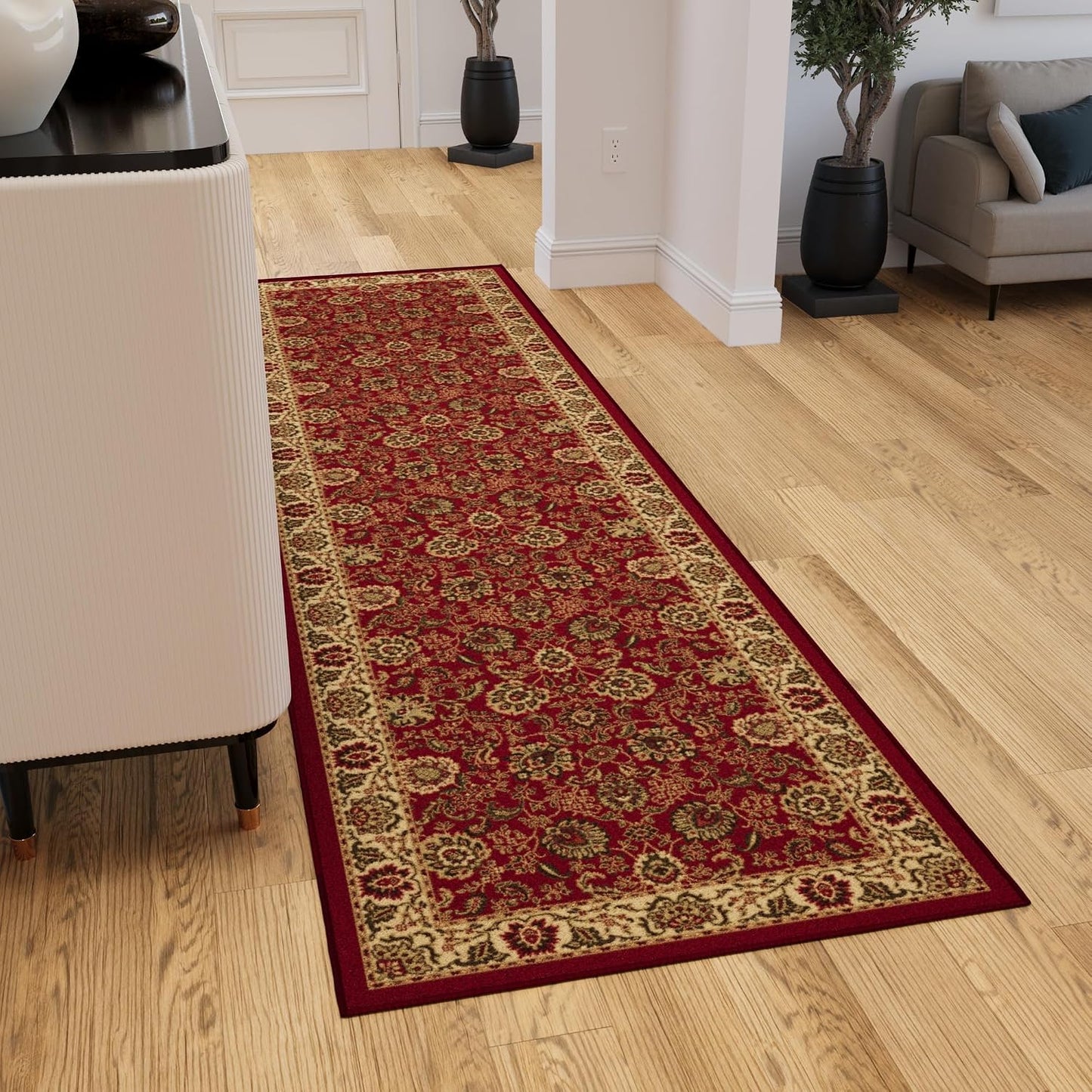 Alfombra pasillo 2'7x9'6 antiderrap color rojo
