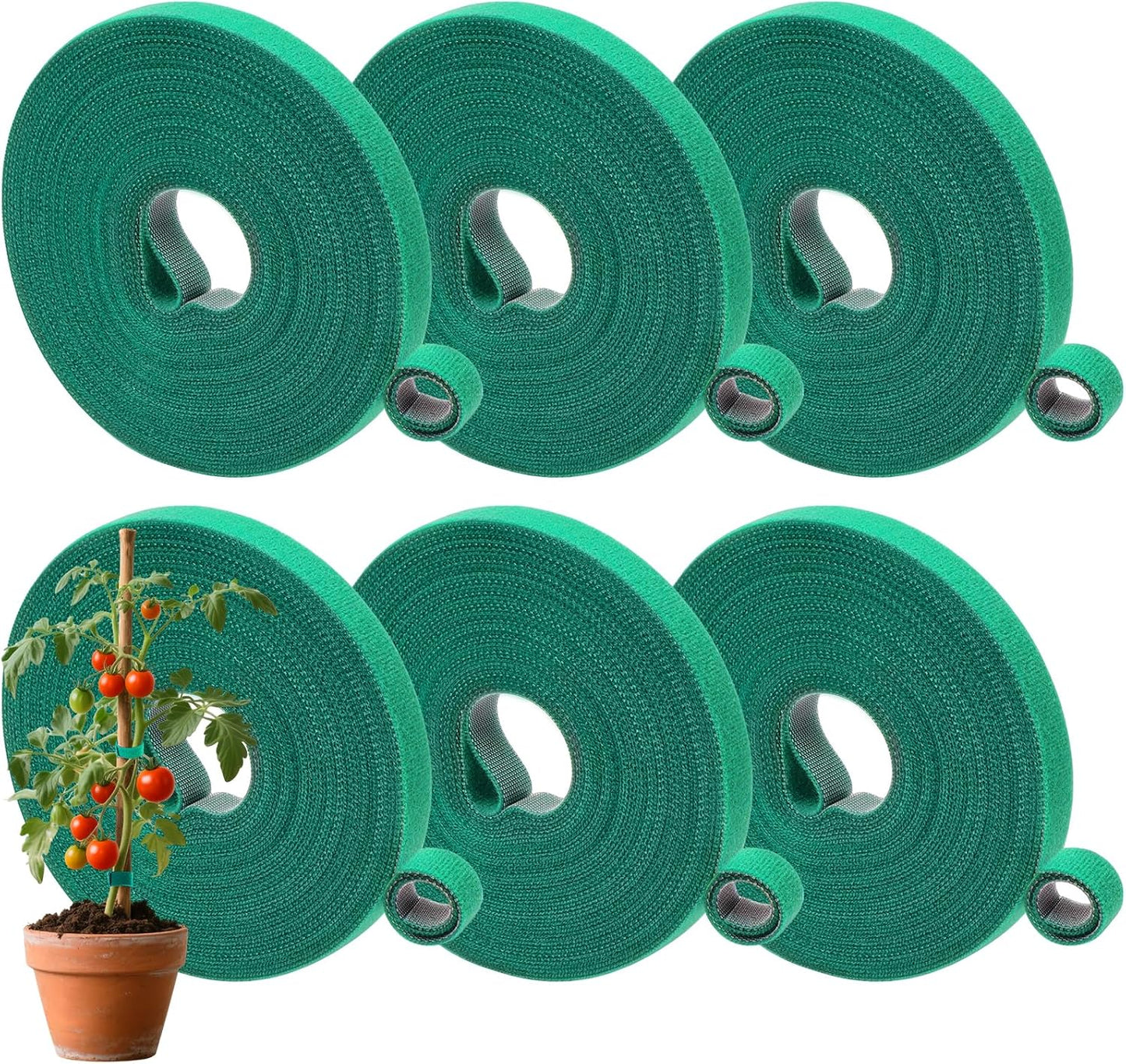 Cinta para plantas 196pies x1 6 rollos reutilizables ajustables