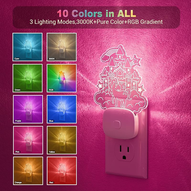 Luz nocturna RGB para niños con sensor 10 colores