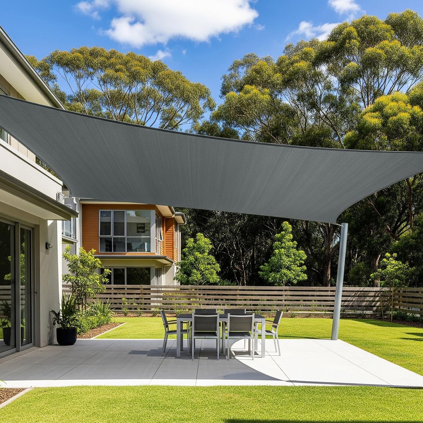 Toldo parasol rectangular 12x16ft gris oscuro patio jardín