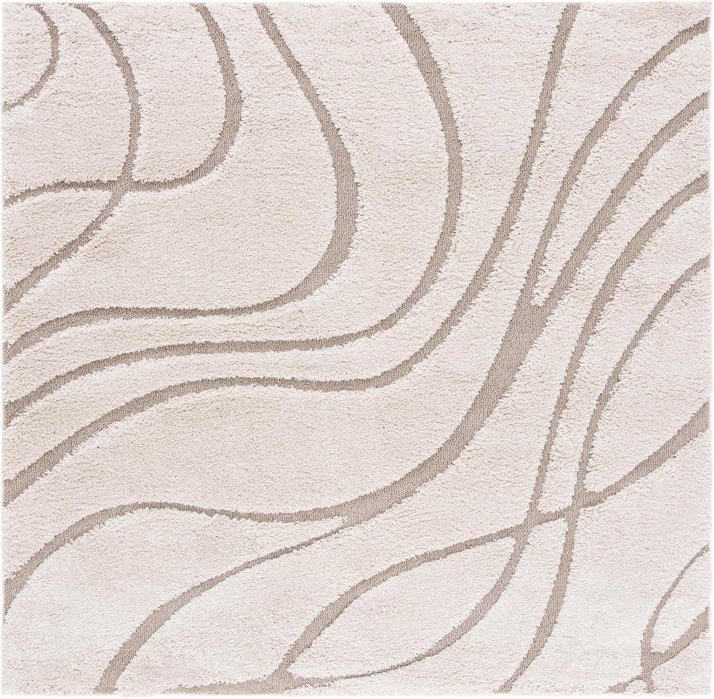 Alfombra Shag 10ft2 Color Crema y Beige No Pelusa Ideal Sala