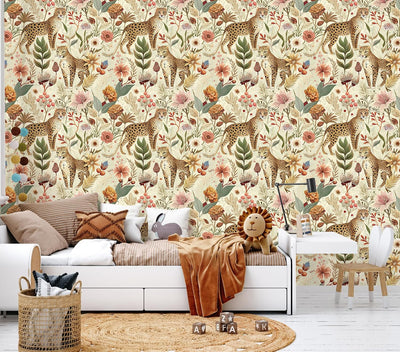 Papel tapiz guepardo vintage 17.3pulg x32.8ft