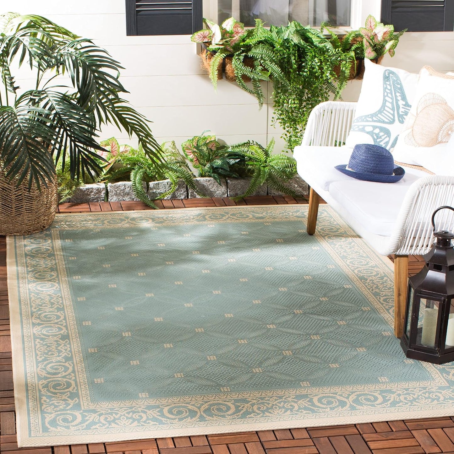 Alfombra decorativa impermeable 8x11ft color aguamarina