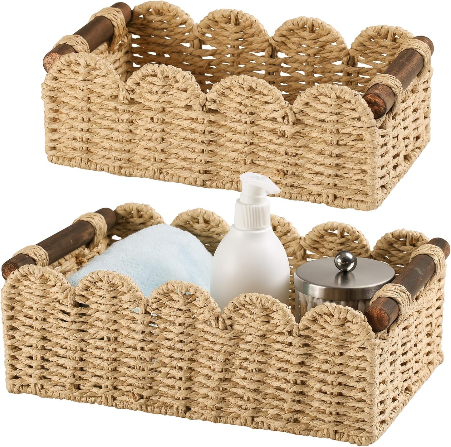 Cesta mimbre para papel higiénico beige