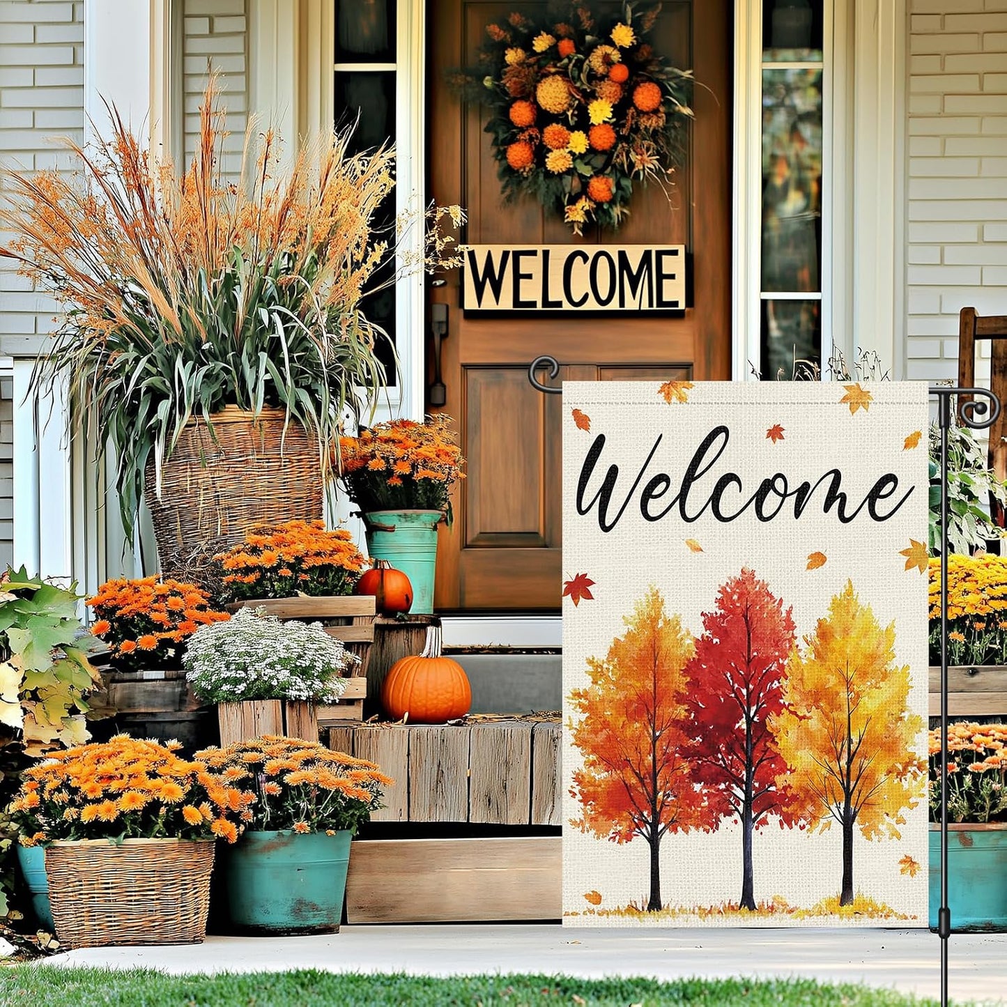 Bandera otoño doble cara 12x18pulg decoración patio