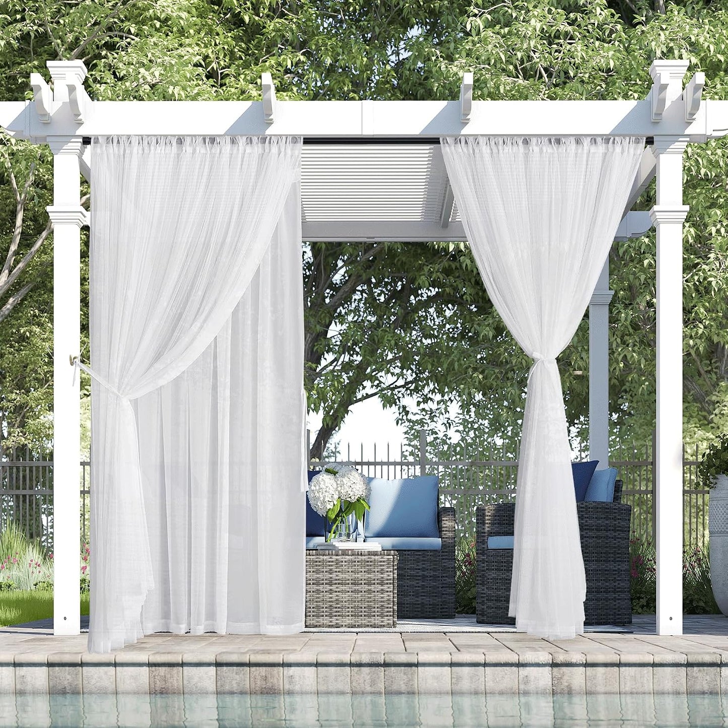 Cortinas traslúcidas interiores exteriores 54pulg impermeables