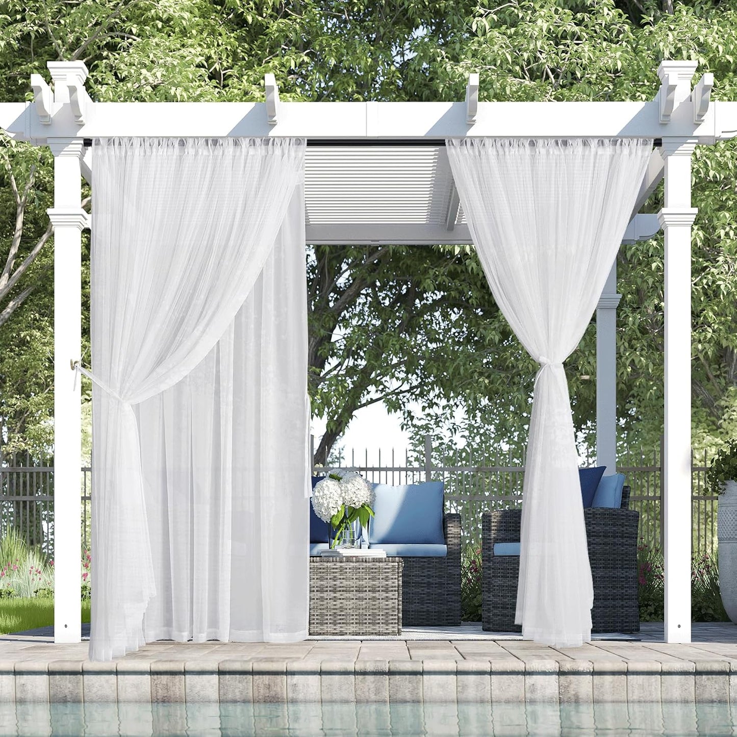 Cortinas traslúcidas 2 capas para patio balcón 54x96"