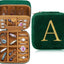 Estuche terciopelo joyería viaje letra A verde