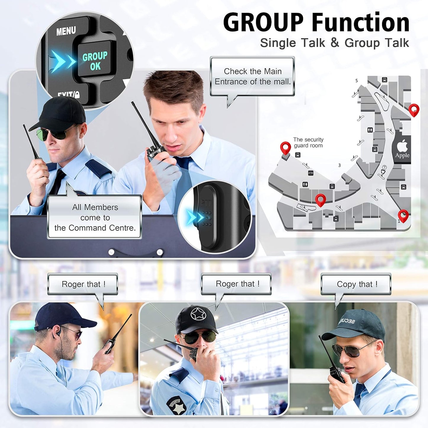 Walkie Talkies UHF recargables con auriculares