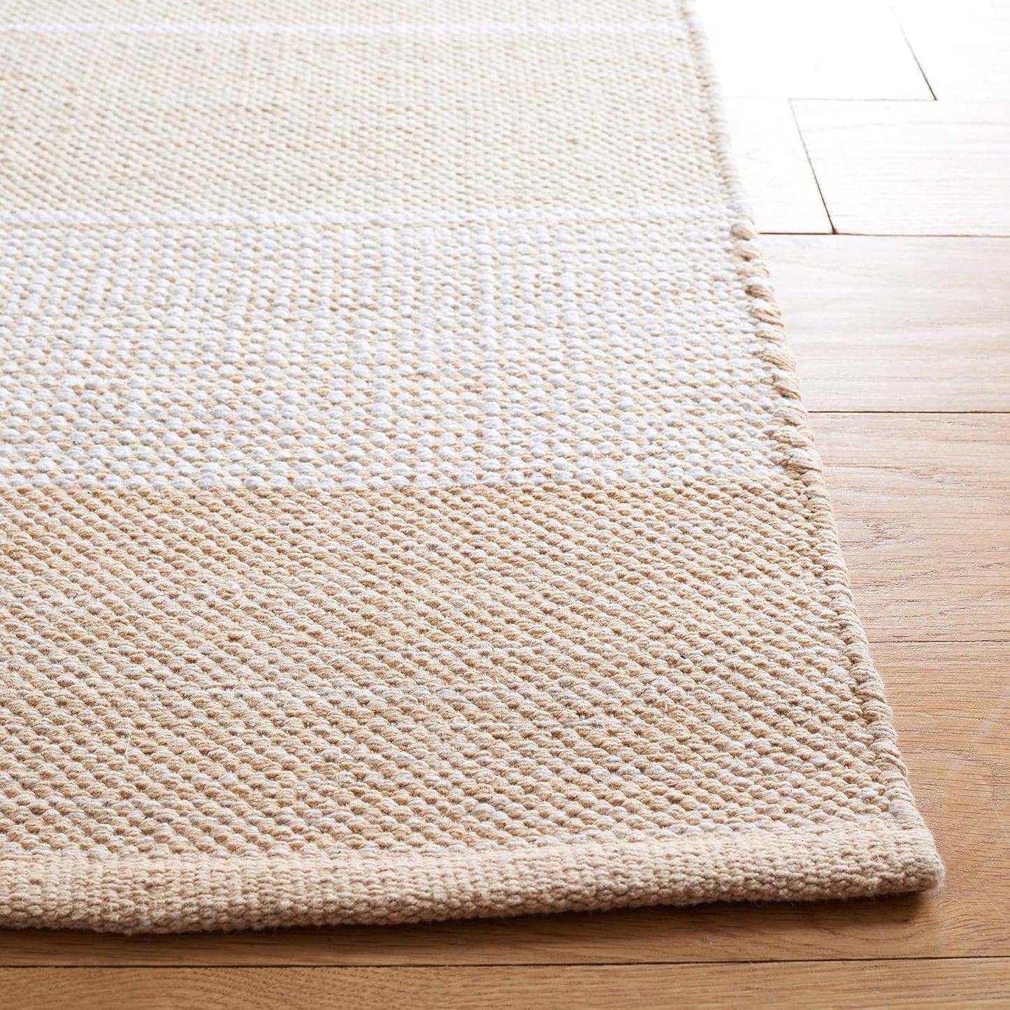 Alfombra Kilim 3x5ft marfil y dorado tejido plano entrada