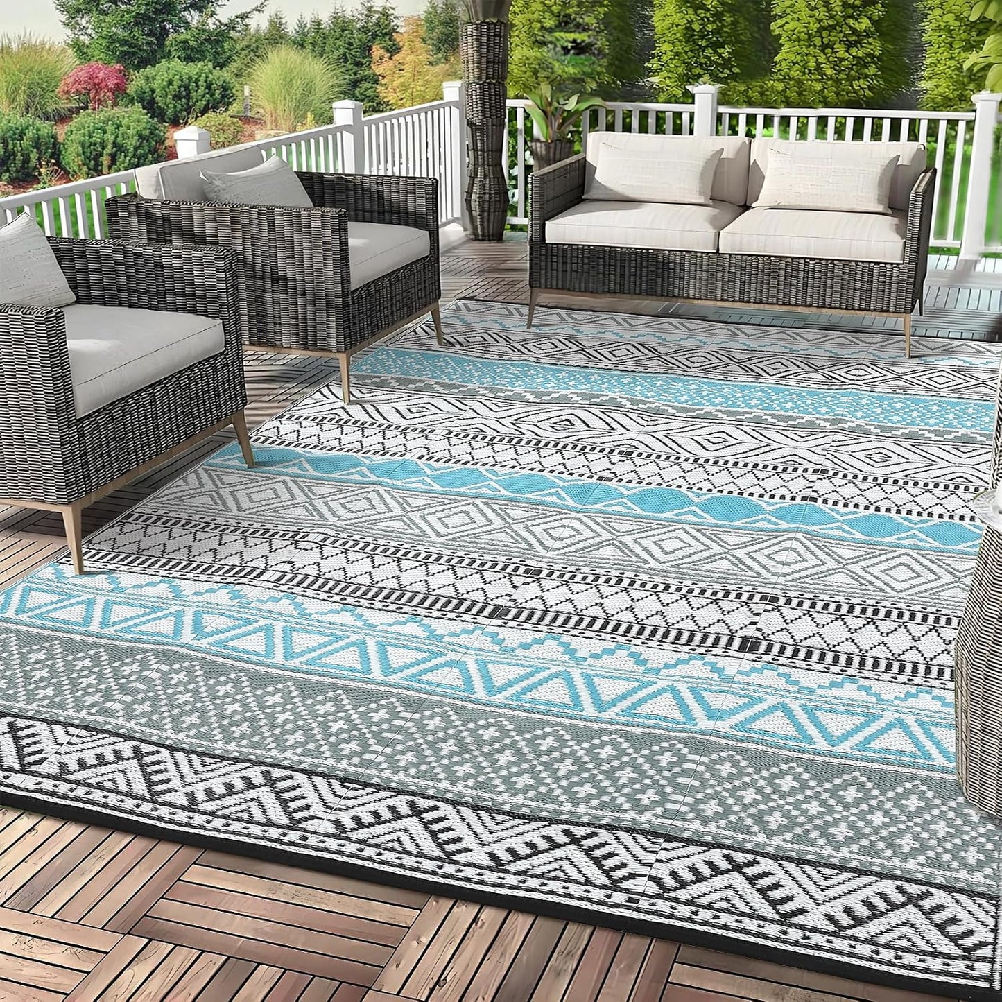 Alfombra exterior 9x12ft impermeable plegable para terraza