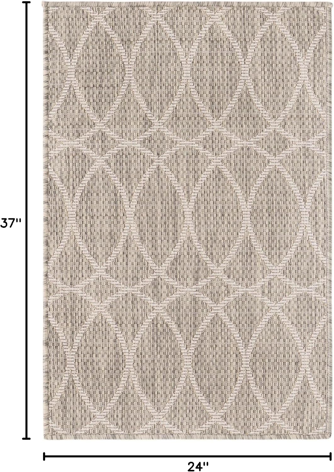 Alfombra rectangular 2x3ft 1" gris claro y marfil