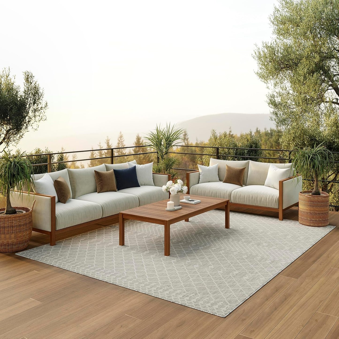Alfombra gris claro 6x9ft interior/exterior fácil limpieza