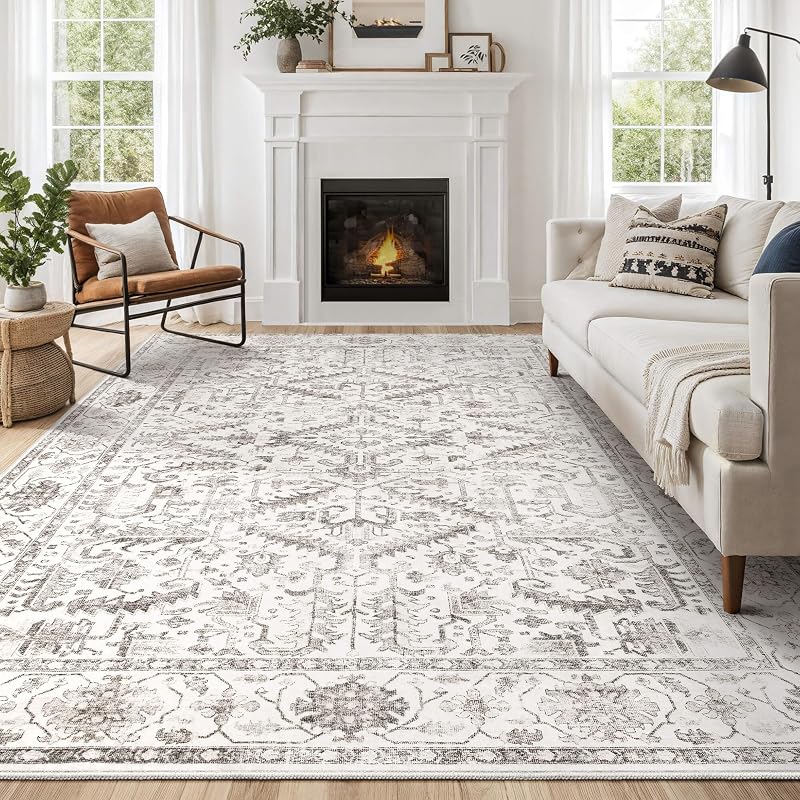 Alfombra área 9x12ft para sala dormitorio comedor blanco