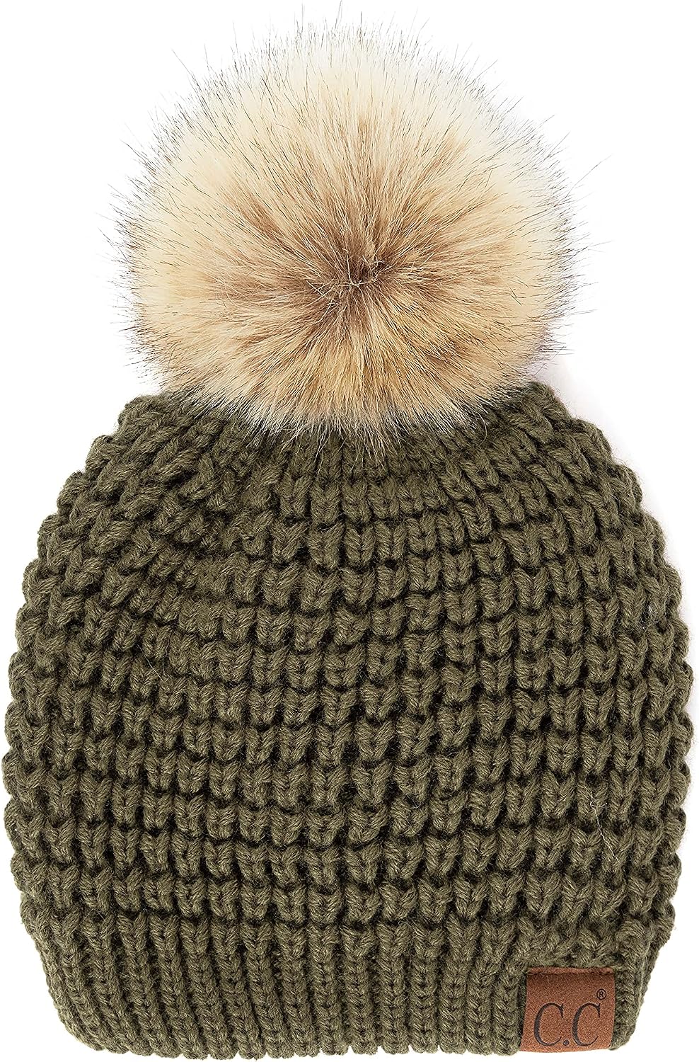 Gorro unisex liso con pompón y ribete