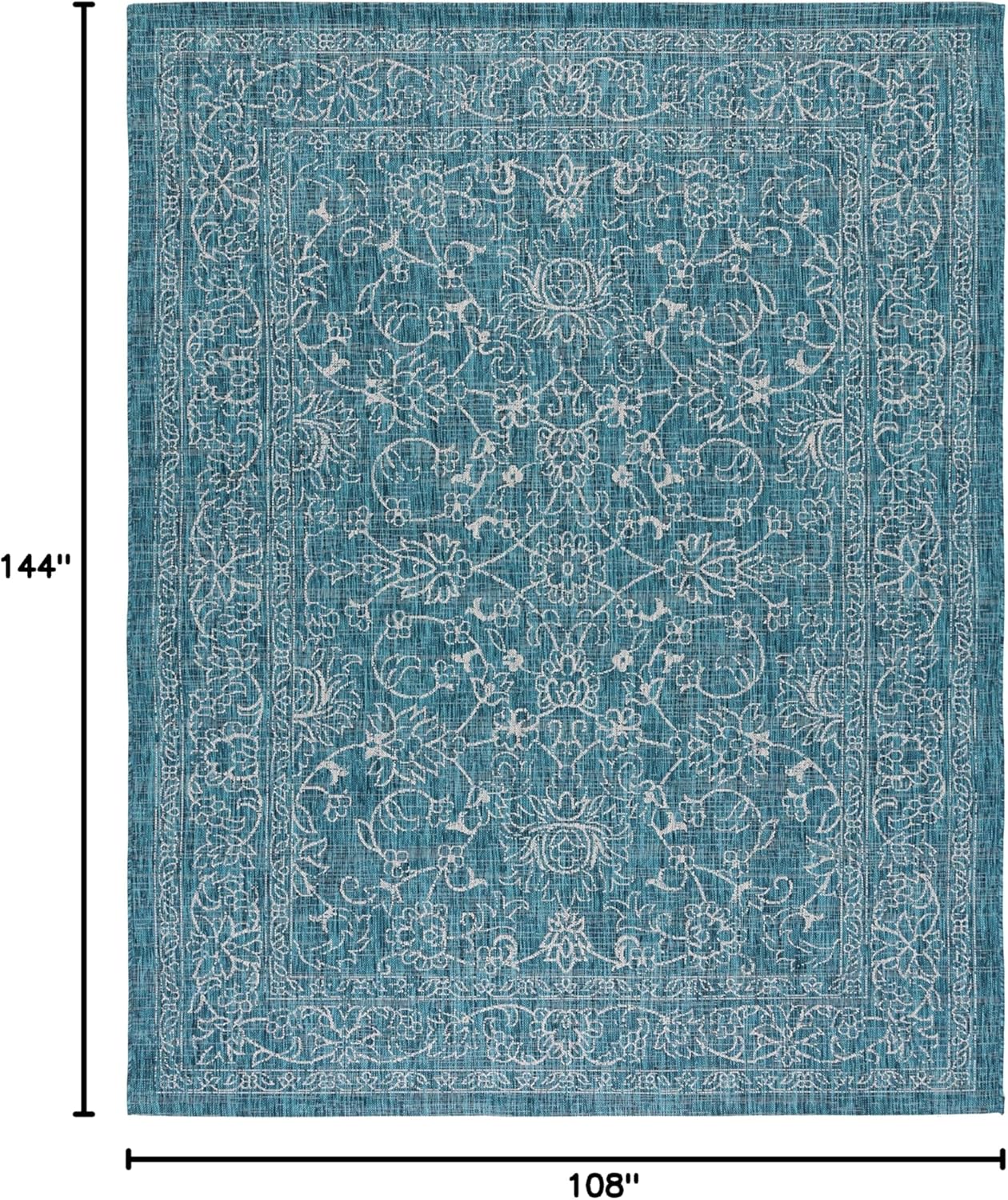 Alfombra exterior lavable 9x12ft turquesa sin