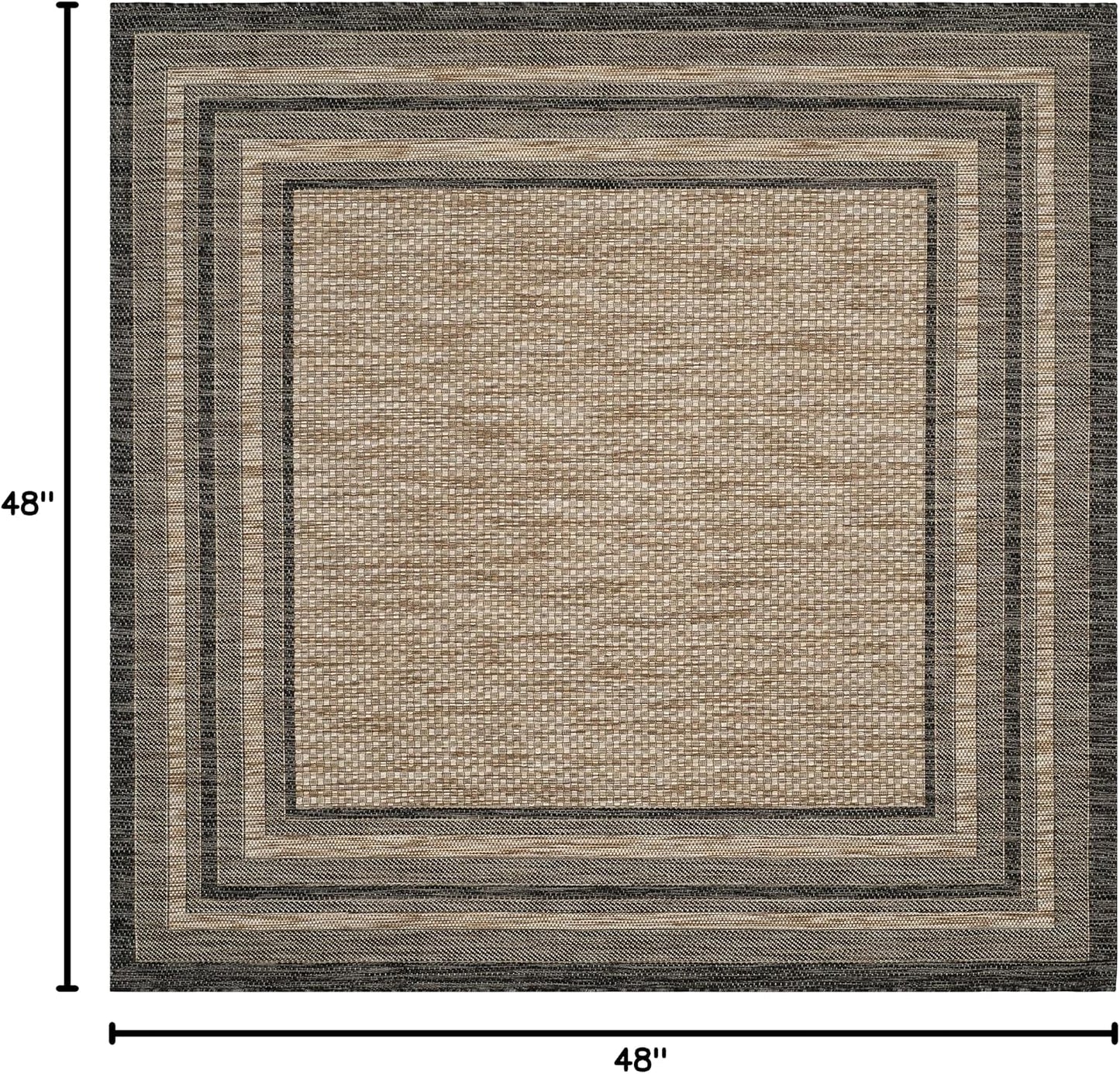 Alfombra exterior lavable 4ft² natural y negro CY8475-37312