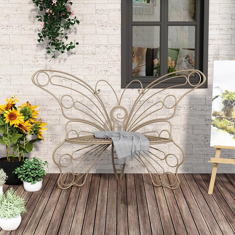 Banco jardín 50" marco hierro resistente para porche y patio