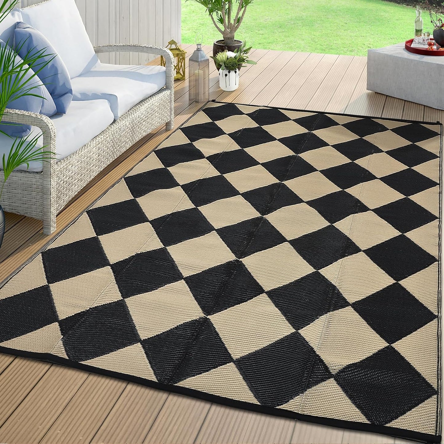 Alfombra exterior plástico paja impermeable camping
