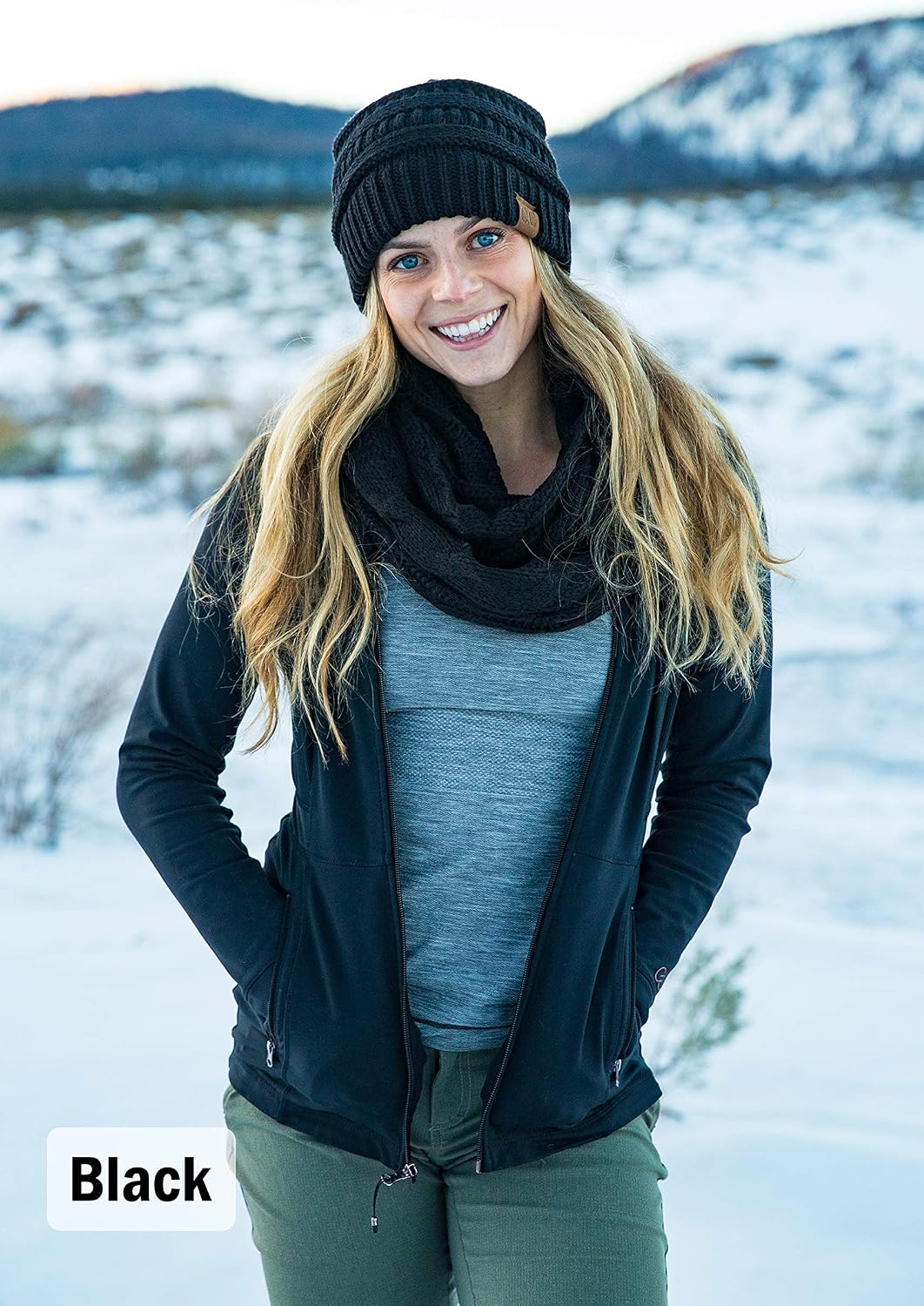 Set pañuelo y gorro punto mujer