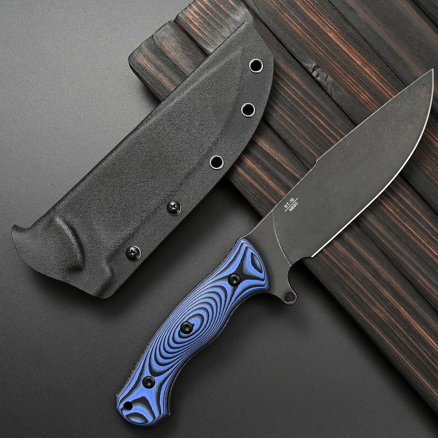 Cuchillo fijo EDC hoja N690 G10 azul