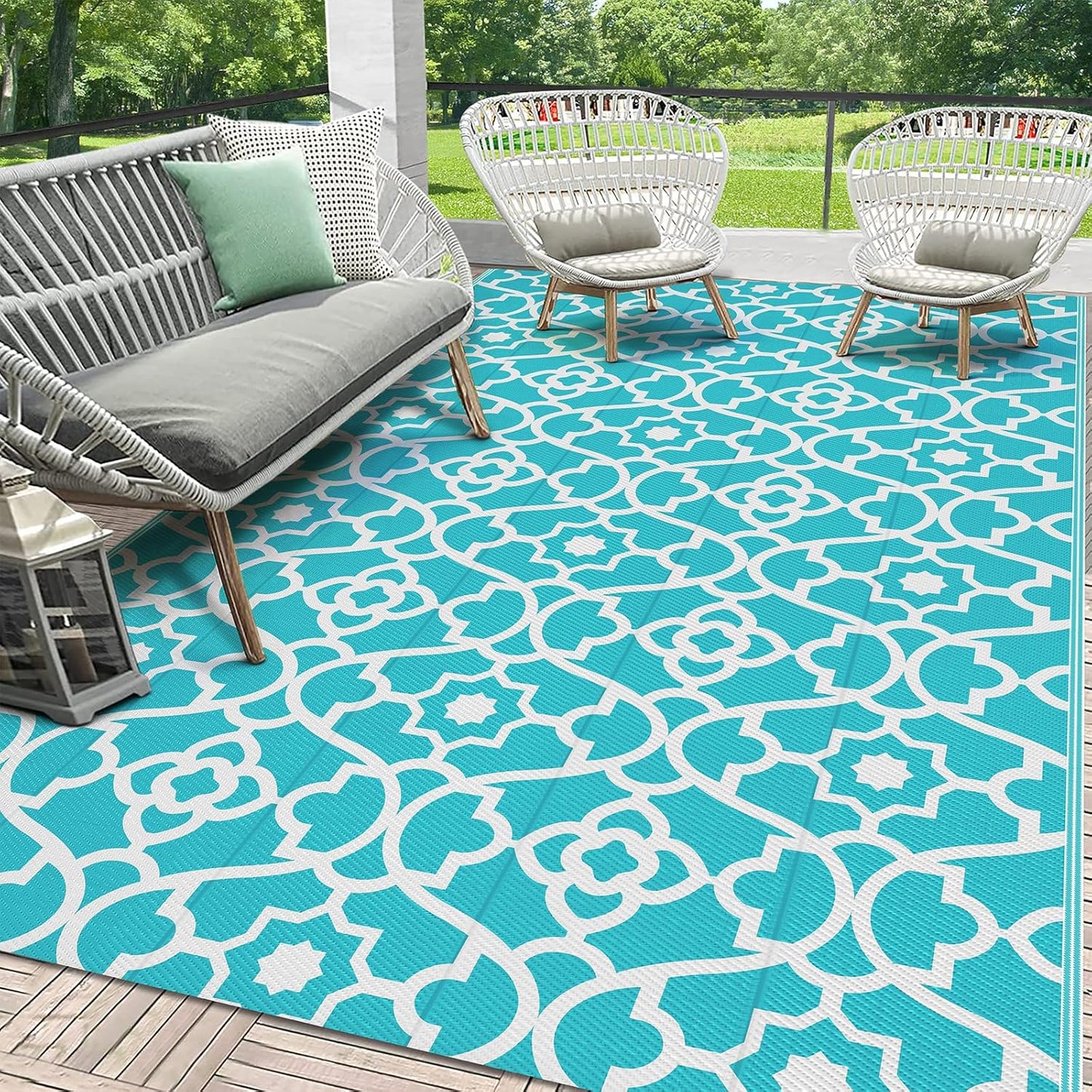 Alfombra exterior impermeable 5x8ft reversible camping