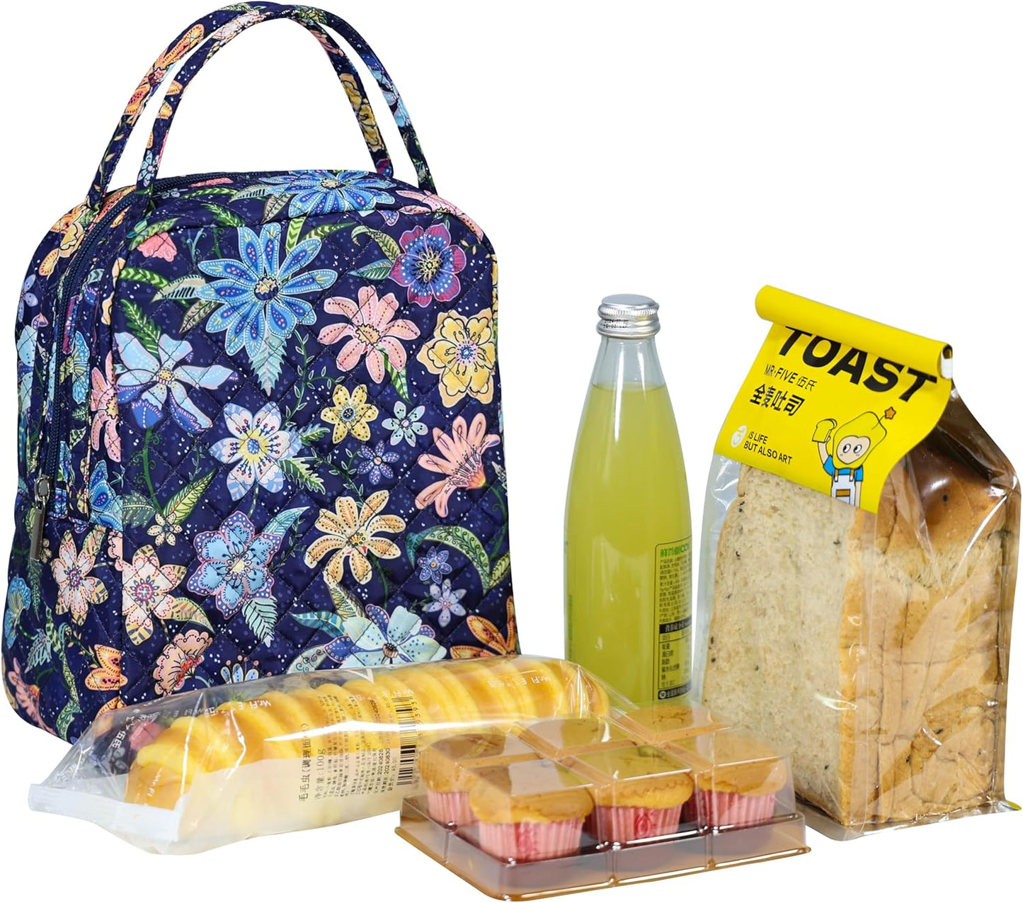 Bolsa almuerzo térmica reutiliz. algodón azul