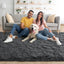 Alfombra gruesa gris 6x9ft sala dormitorio antiderrap