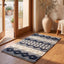 Alfombra decorativa 2x3ft color azul marino y marfil