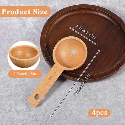 4 Cucharas Medidoras de Madera para Café y Azúcar
