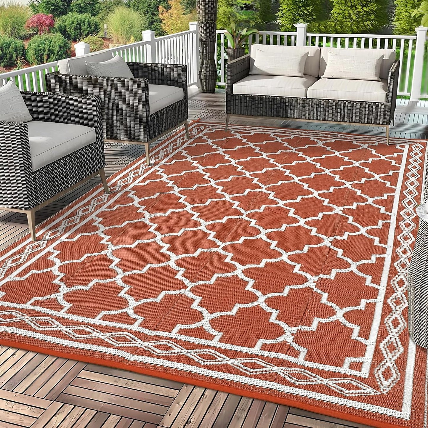 Alfombra Reversible Plástico Impermeable 9x18ft Exteriores