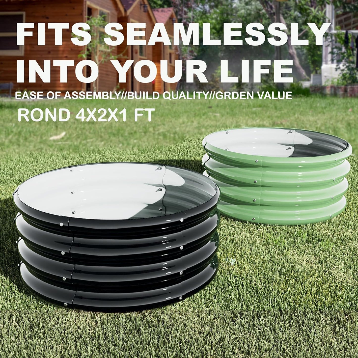 Kit cama jardín elevada redonda 3 pzas 2x2x1ft galvanizada