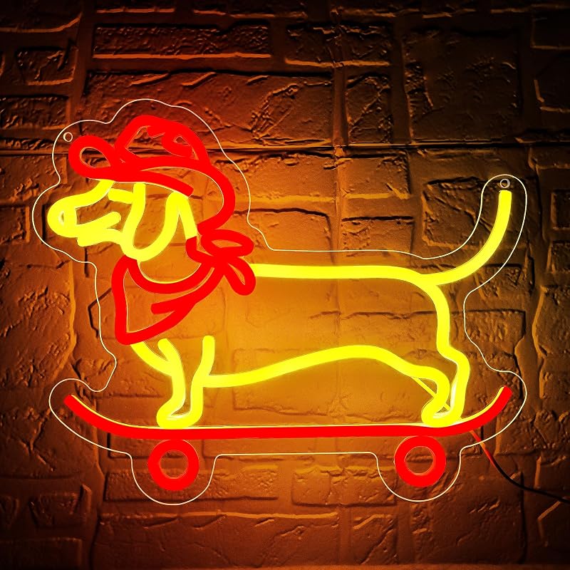 Señal neón dachshund para patineta y habitación LED 5V