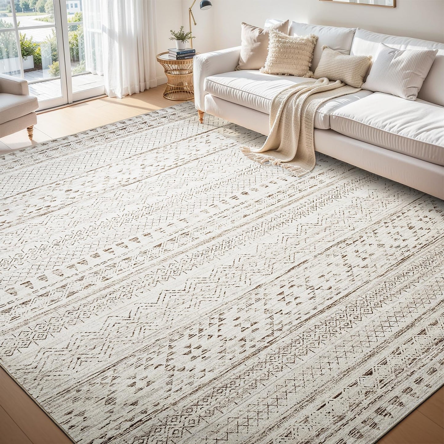 Alfombras área 5x7ft suaves lavables neutras interiores