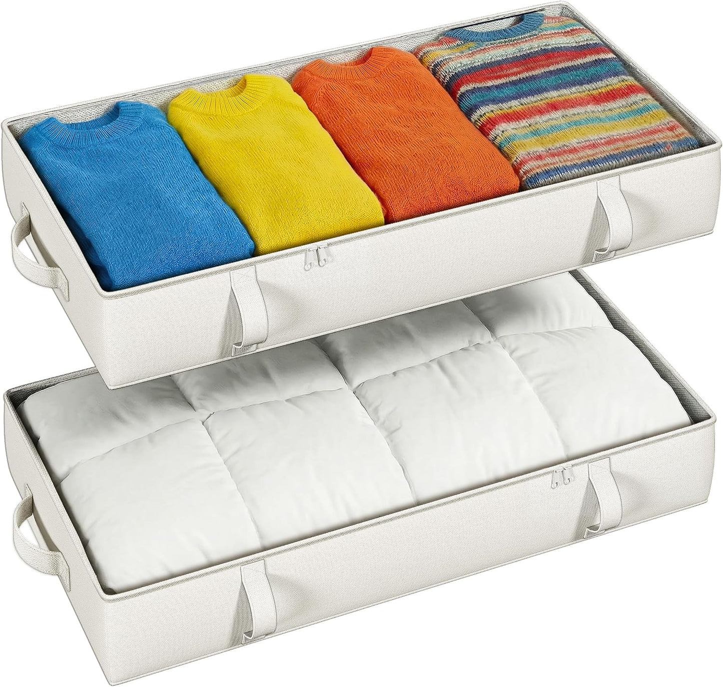 Pack 2 Organizadores Bajo Cama 6pulg Beige con Asas