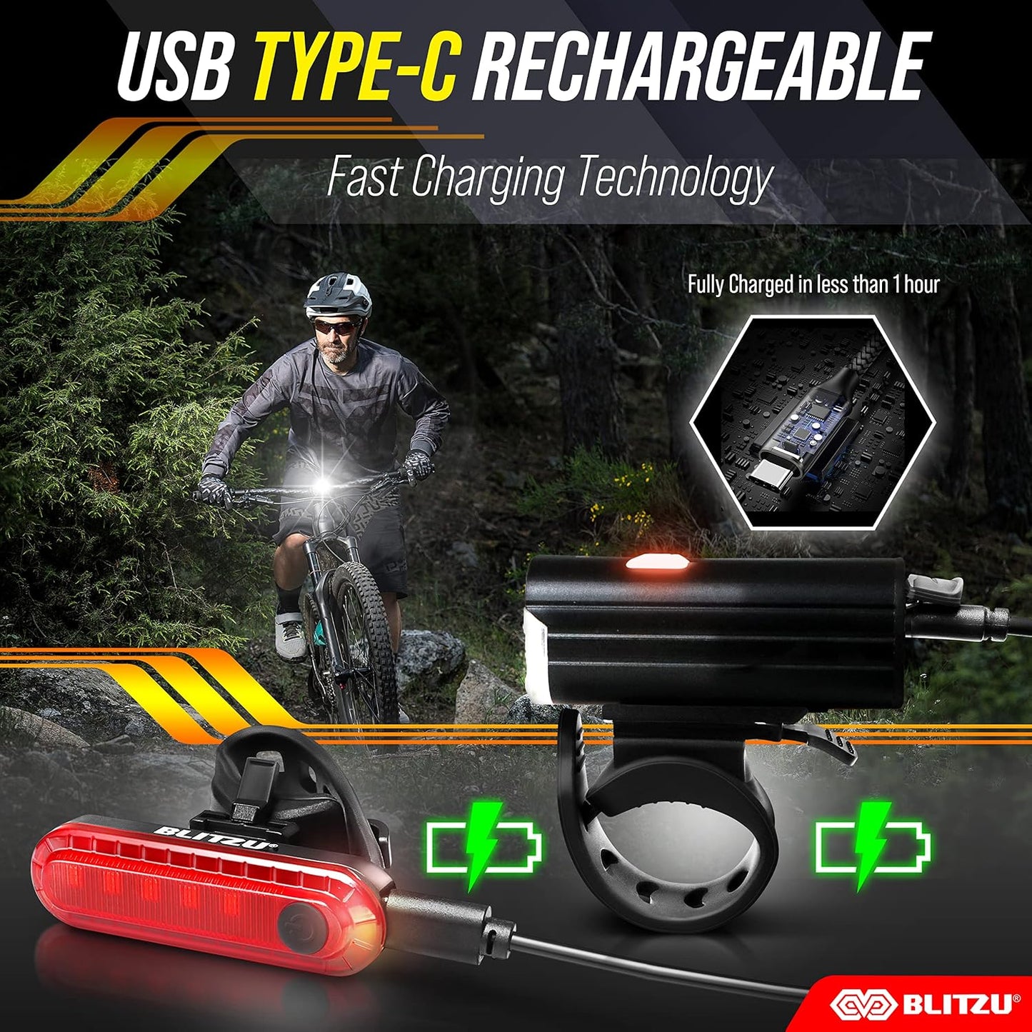 Luces bicicleta USB delanteras y traseras 45 modos