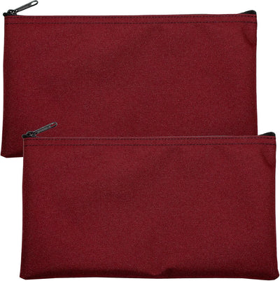 2 Pzas Bolsa Tela Cremallera 11x6pulg Borgoña
