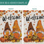 Bandera otoño jardín gnomos calabazas arpillera cosecha